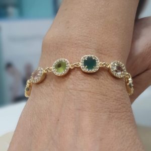 Bracciale in argento Aquaforte con pietre verdi